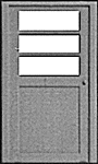 Pikestuff 1104 - HO Doors (White Styrene) - Personnel Door w/3 Pane Window - pkg(3)