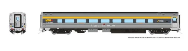Rapido 115132 HO VIA HEP2 Coach: VIA Rail - Current Scheme (Grey): #4007