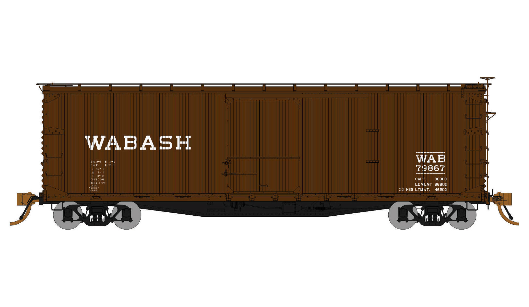 Rapido Trains 130114-4 HO USRA 40ft Double Sheathed Wood Boxcar Wabash Road No.80176