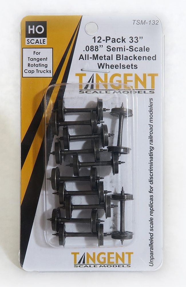 Tangent Scale Models HO 132 33in Semi-Scale Blackened All Metal Precision Wheelsets for Tangent Rotating Roller Bearing Trucks-12pk