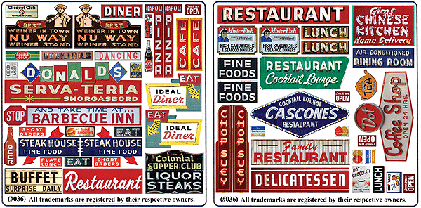 Blair Line 136 - HO Restaurant & Cafe Signs