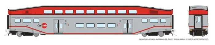 Rapido 146029 - HO Single BiLevel Commuter Car - CalTrain - Unnumbered Coach