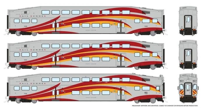 Rapido 146048 - HO BiLevel Commuter Car - New Mexico Rail Runner - Set #1