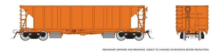 Rapido 158099 - HO NSC Ballast Hopper - Single, Orange Unlettered Car