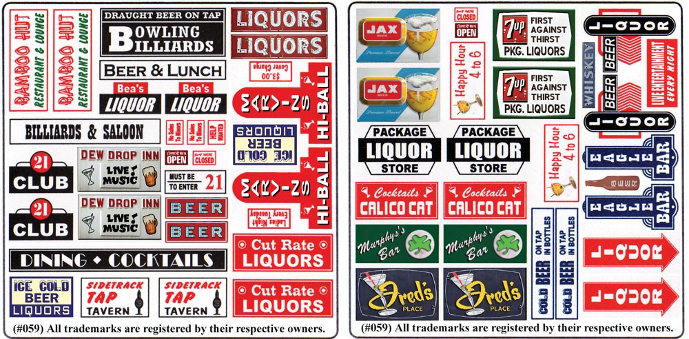 Blair Line 159 - HO Tavern & Liquor Store Signs