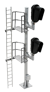 BLMA Models 4035 HO Signal, Modern Single Pole Block Signal Assembled w/Dual Heads and 6 Micro LEDs - Left Hand