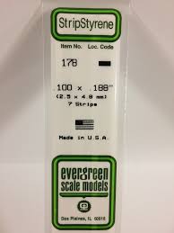 Evergreen Scale Models 178 Opaque White Polystyrene Strips 14in .10x.188 (7pcs pkg)