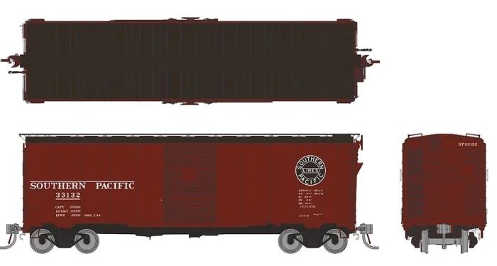 Rapido 180004-5 - HO 1937 AAR 40Ft Boxcar - Square Corner Ends - Southern Pacific #33242