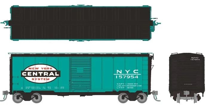 Rapido 181007-6 - HO 1937 AAR 40Ft Boxcar - Round Corner Ends - New York Central (NYC Green) #157954