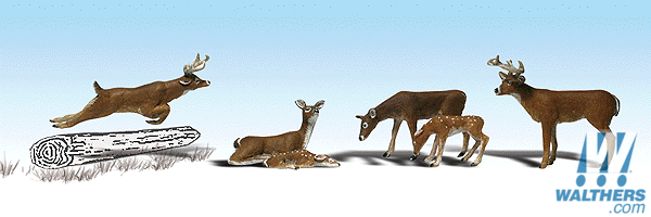 Woodland Scenics 1884 HO Scale - Scenic Accents - White Tailed Deer - pkg (6) 