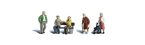 Woodland Scenics 1922 - HO Scenic Accent Figures - Senior Citizens with Bench (6 pkg)