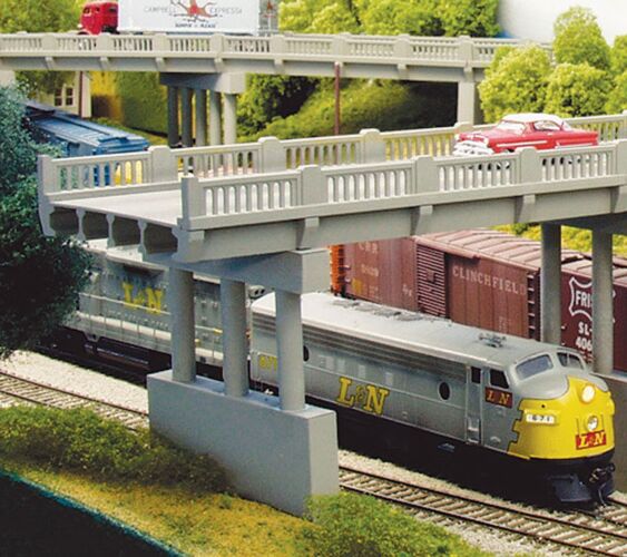 Rix Products 152 - N Scale 1930s Highway Overpass - 50ft Deck w/Pier