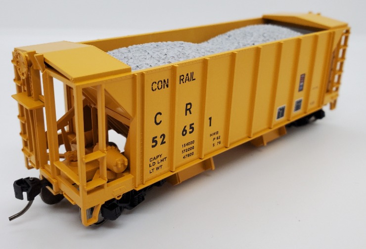 Bowser 43102 - HO RTR 70 Ton 2 Ballast Hopper w/ Side Chutes - Conrail (Yellow) #52651