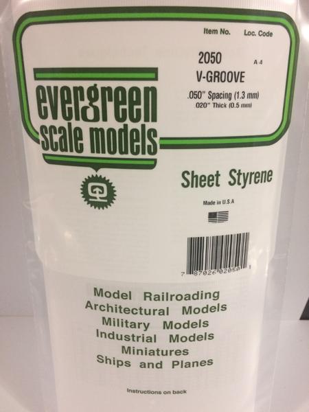 Evergreen Scale Models 2050 .050in Opaque White Polystyrene V Groove Siding (1 Sheet)