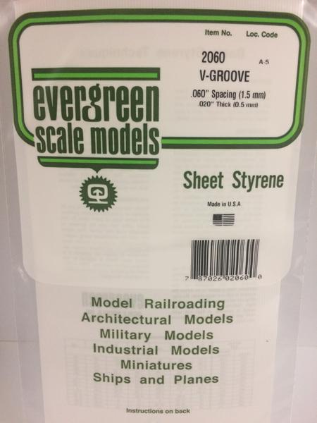 Evergreen Scale Models 2060 .060in Opaque White Polystyrene V Groove Siding (1 Sheet)