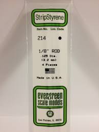 Evergreen Scale Models 214 - OD White Polystyrene Rod .125In x 14In (4 pcs pkg)