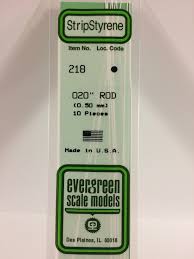 Evergreen Scale Models 218 - OD White Polystyrene Rod .02In x 14In (10 pcs pkg)