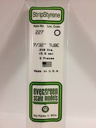 Evergreen Scale Models 227 - OD Opaque White Polystyrene Tubing .219In x 14In (3 pcs pkg)