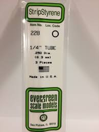 Evergreen Scale Models 228 - OD Opaque White Polystyrene Tubing .250In x 14In (3 pcs pkg)