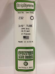 Evergreen Scale Models 232 - OD Opaque White Polystyrene Tubing .375In x 14In (2 pcs pkg)