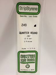 Evergreen Scale Models 249 - Opaque White Polystyrene Quarter Round .08In x 14In (3 pcs pkg)