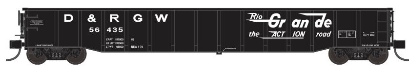 TrainWorx 25201-25 - N Scale Thrall 52Ft 6inch Gondola Car - Rio Grande (Black) #56425