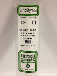 Evergreen Scale Models 254 - Opaque White Polystyrene Square Tubing .250In x 14In (2 pcs pkg)