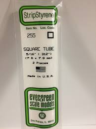 Evergreen Scale Models 255 - Opaque White Polystyrene Square Tubing .312In x 14In (2 pcs pkg)