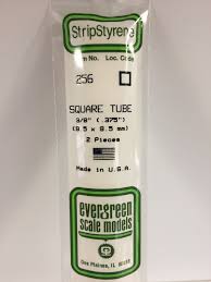 Evergreen Scale Models 256 - Opaque White Polystyrene Square Tubing .375In x 14In (2 pcs pkg)