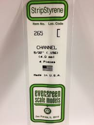 Evergreen Scale Models 265 - Opaque White Polystyrene Channel .156In x 14In (4 pcs pkg)