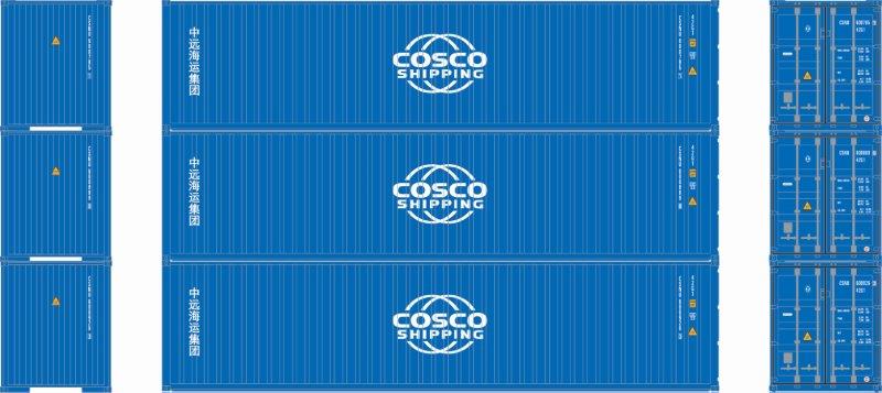 Athearn 27041 HO 40 ft High-Cube Container- Cosco Shipping 3pk Set #2
