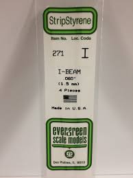 Evergreen Scale Models 271 - Opaque White Polystyrene I-Beam .060In x 14In (4 pcs pkg)