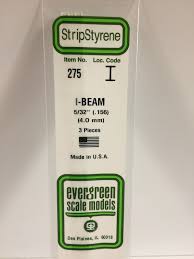 Evergreen Scale Models 275 - Opaque White Polystyrene I-Beam .156In x 14In (3 pcs pkg)
