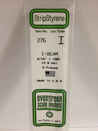 Evergreen Scale Models 276 - Opaque White Polystyrene I-Beam .188In x 14In (3 pcs pkg)
