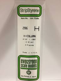 Evergreen Scale Models 286 - Opaque White Polystyrene H-Column .188In x 14In (3 pcs pkg)
