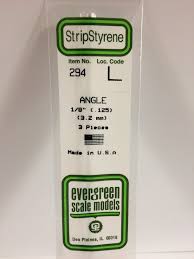 Evergreen Scale Models 294 - Opaque White Polystyrene Angle .125In x 14In (3 pcs pkg)
