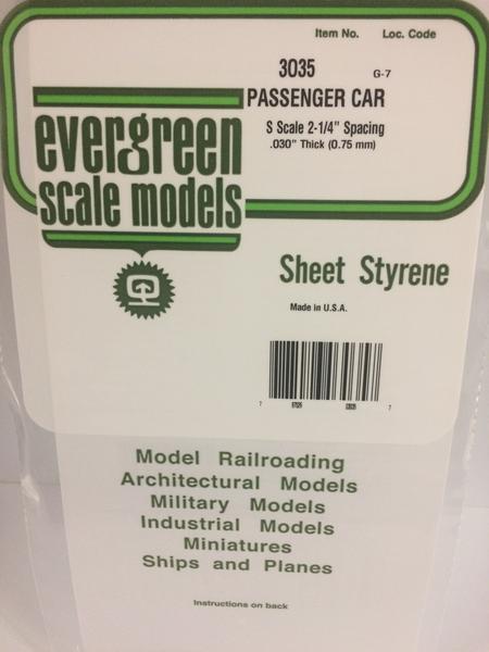 Evergreen Scale Models 3035 .035in Opaque White Polystyrene Passenger Car Siding (1sheet)