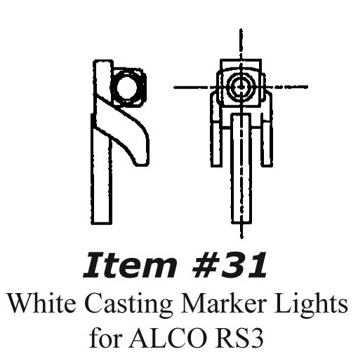 Kit Bit Car Accessories 31 HO Scale - White Casting Marker Lights for ALCO RS Type Locos - pkg(4)