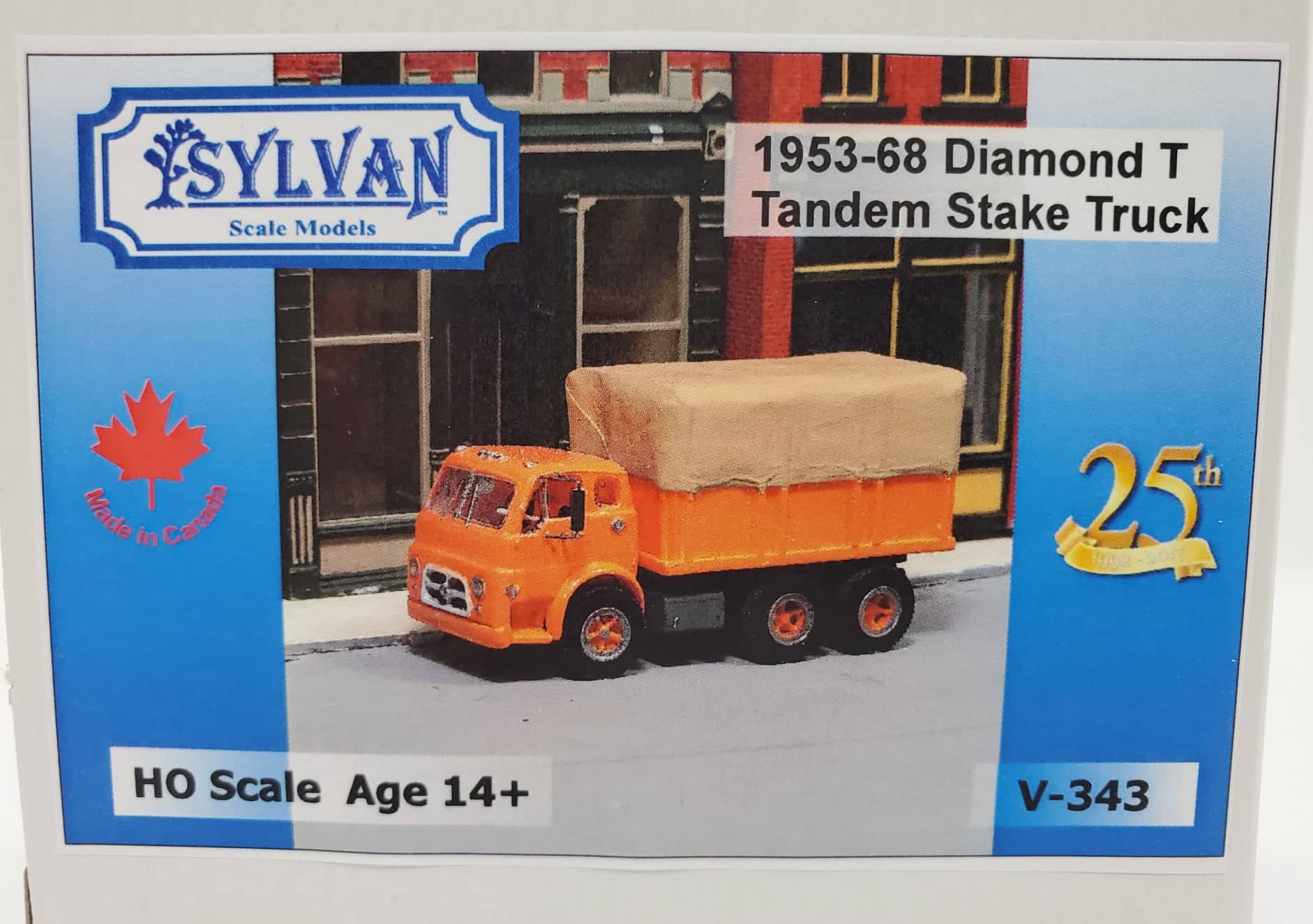 Sylvan Scale Models V-343 HO Scale - 1953/68 Diamond T Tandem Stake Truck - Unpainted and Resin Cast Kit