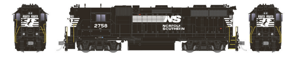 Rapido 38017 - HO Scale GP38 - DC/DCC Ready - Norfolk Southern (High Nose w/ Ditch Lights) #2758