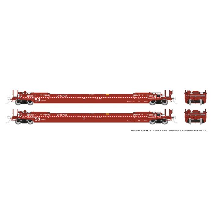 Rapido 401058-2 - HO 53Ft Gunderson Husky-Stack Well Car - Canadian Pacific (2pkg) #527050, 527188