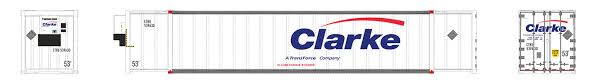 Rapido 402021 HO - 53Ft High Cube Container - Clarke- Transforce (2-pack 539630 and 539653)
