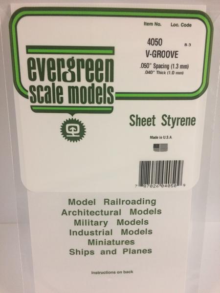 Evergreen Scale Models 4050 .050in Opaque White Polystyrene V Groove Siding (1sheet)