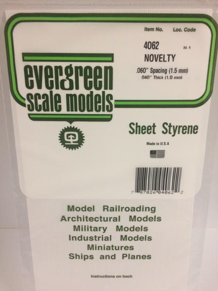 Evergreen Scale Models 4062 .060in Opeque White Polystyrene Novelty Siding (1sheet)
