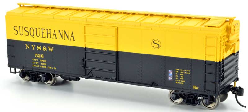 Bowser 42459 HO 40Ft Steel Side Box Car (Blt 11-52) -Ready to Roll- NYSW Susquehanna #523 