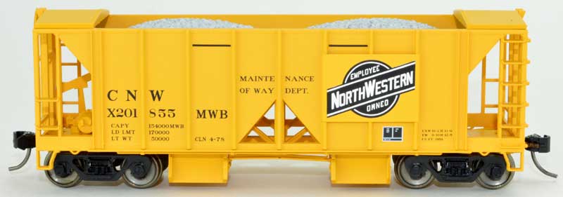 Bowser 42794 - HO RTR 70 Ton 2-Ballast Hopper with Side Chutes - Chicago and North Western #X201855