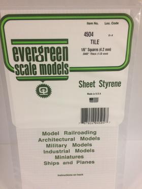 Evergreen Scale Models 4504 - 1/6in x 1/6in Opaque White Polystyrene Square Tile (1sheet)