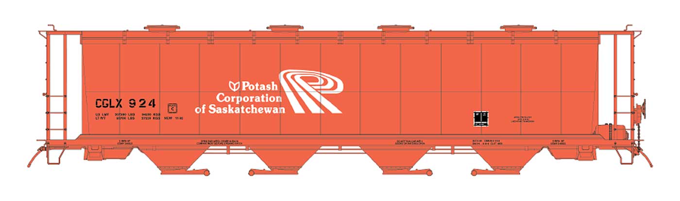 Intermountain 45224-02 - HO 59Ft 4550 Cu. Ft. Cylindrical Covered Hopper - Round Hatch - Potash (Offset Logo) #989