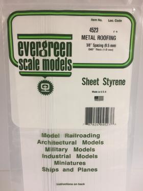 Evergreen Scale Models 4523 - .040in x .375in Opaque White Polystyrene Standing Seam Roofing (1 Sheet)
