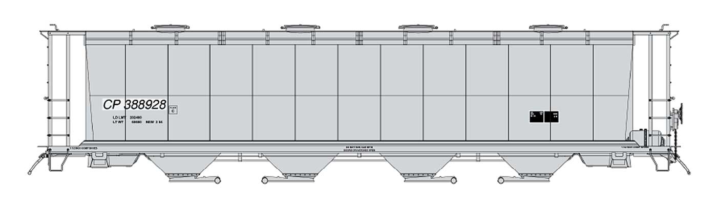 Intermountain 45241-04 - HO 59Ft 4550 Cu. Ft. Cylindrical Covered Hopper - Round Hatch - CP, Gray #388933